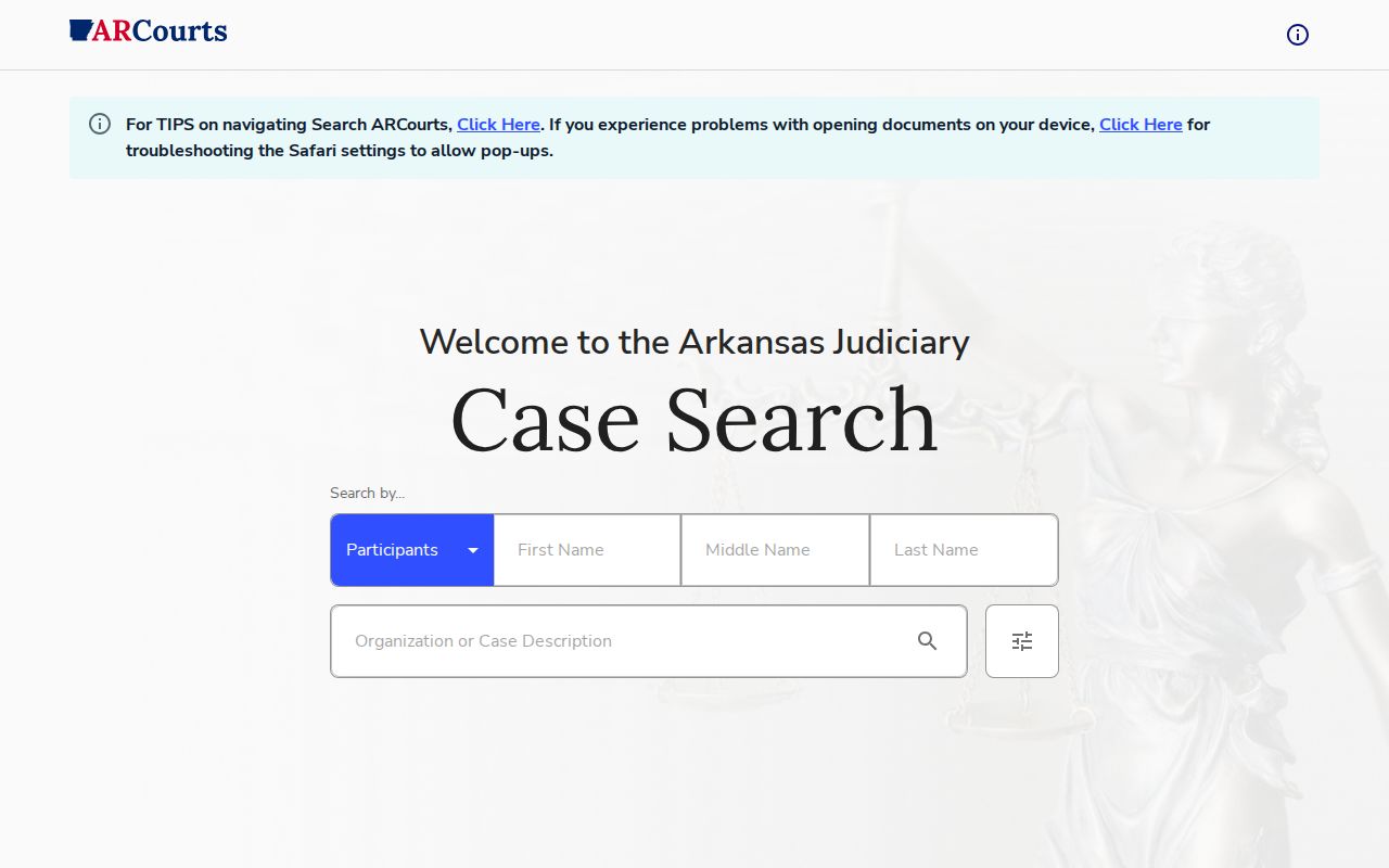 Search ARCourts public court case lookup interface for Montgomery County cases